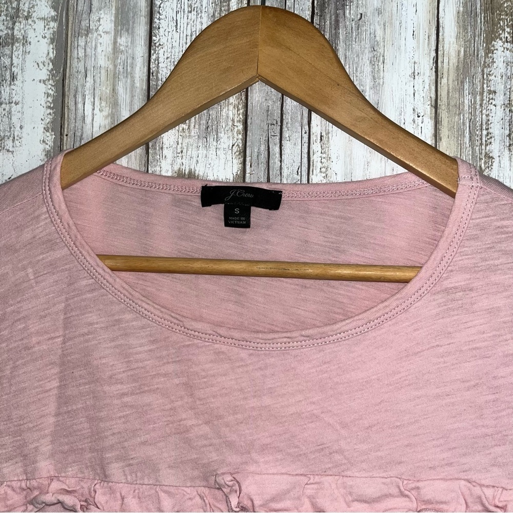 J.Crew Pink Ruffle Long Sleeve Women’s Small Soft Cotton Feminine Casual Blouse - Picture 5 of 6
